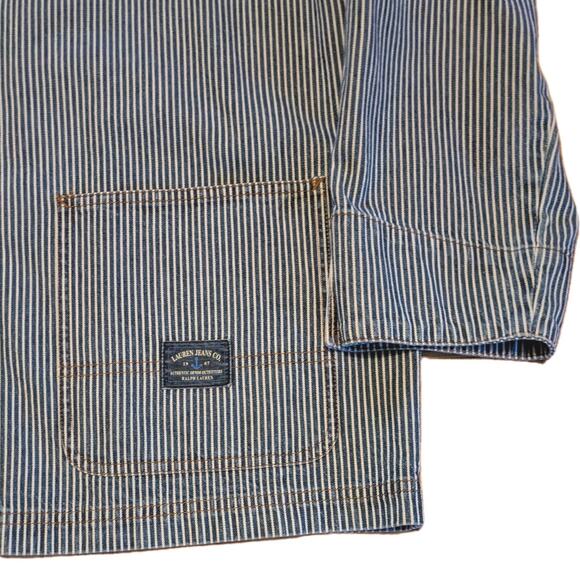 Ralph Lauren LJC Coat Jacket Womens Large Vintage Railroad Stripe Chore Utility - Picture 6 of 12